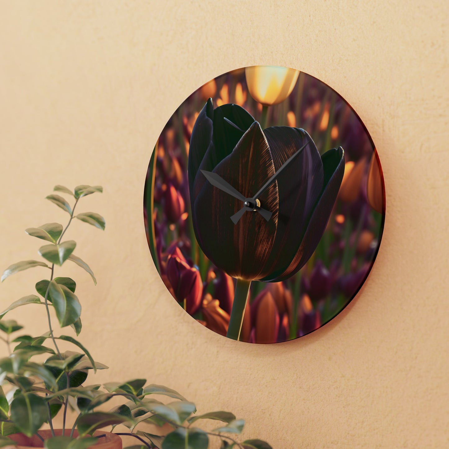 Purple Tulip Acrylic Wall Clock(SP Photography Collection)