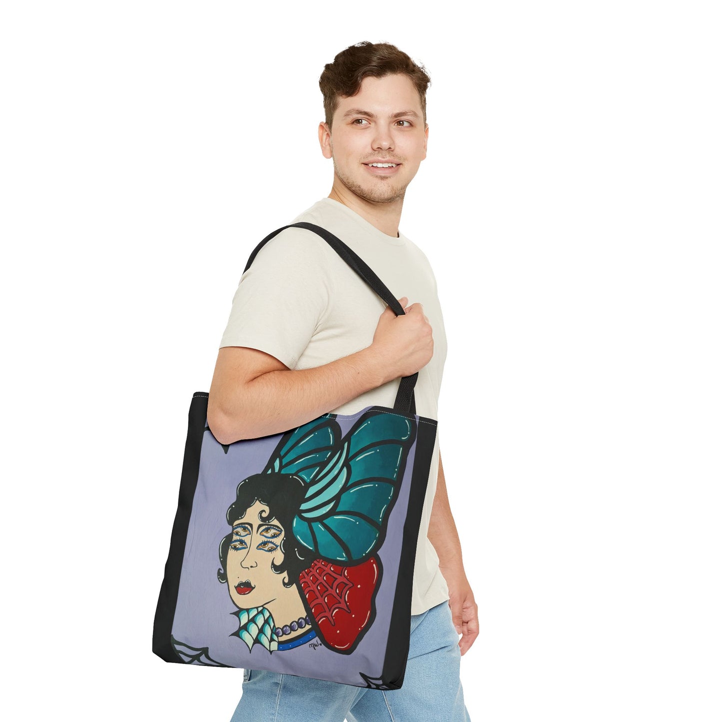 Lady Flutter Tote Bag (Peculiar Paintings Collection) BLACK