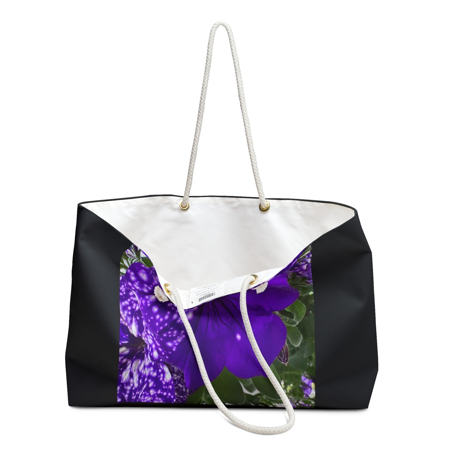 Purple Flower Weekender Bag (Custom Creations By Catelyn) BLACK