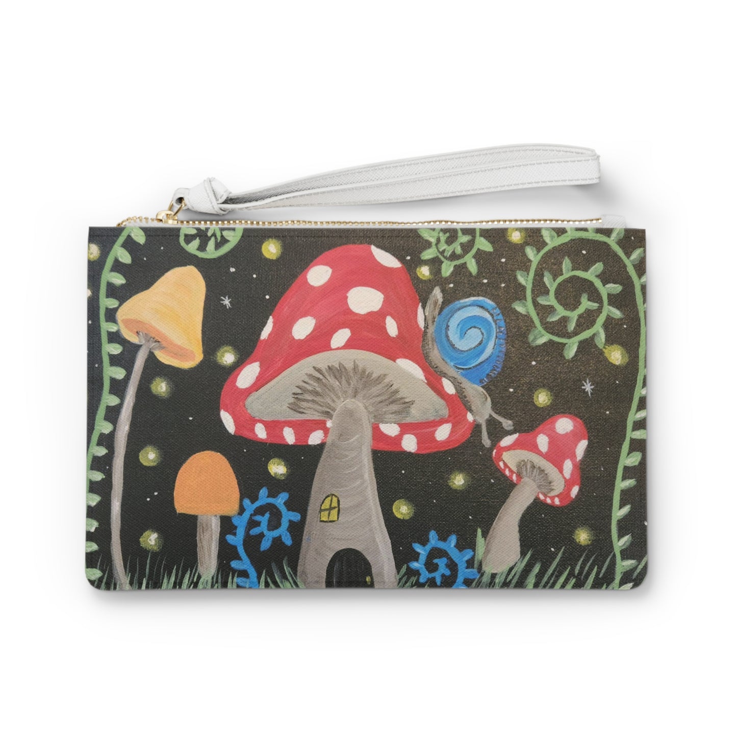 Magical Mushroom Large Clutch Bag (Brookson Collection) BLACK