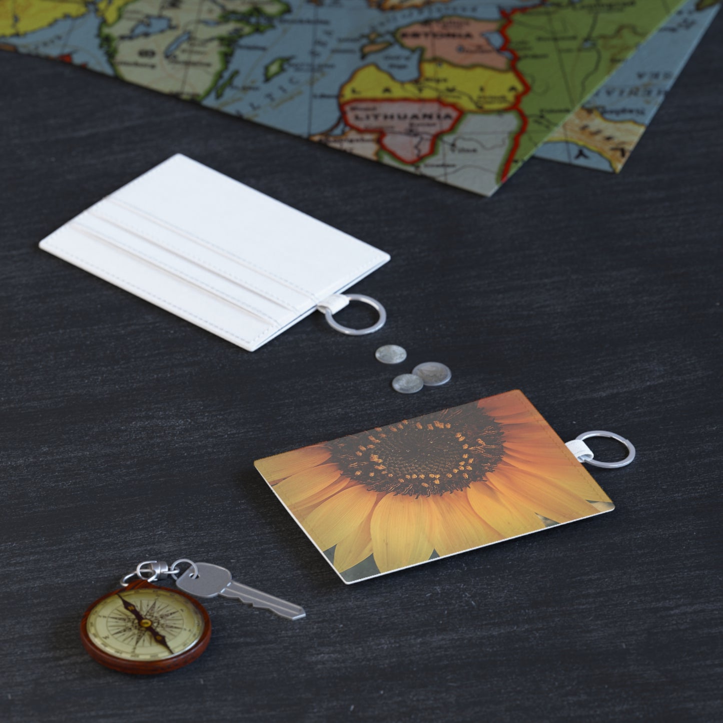 Sun Ray Sunflower Leather Card Holder (SP Photography Collection)