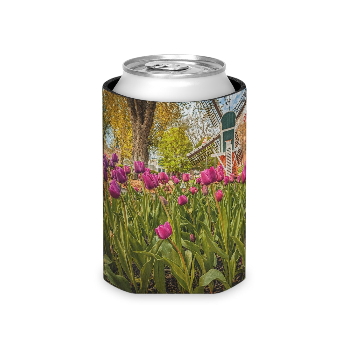Windmill Tulips Regular Can Cooler (SP Photography Collection) BLACK