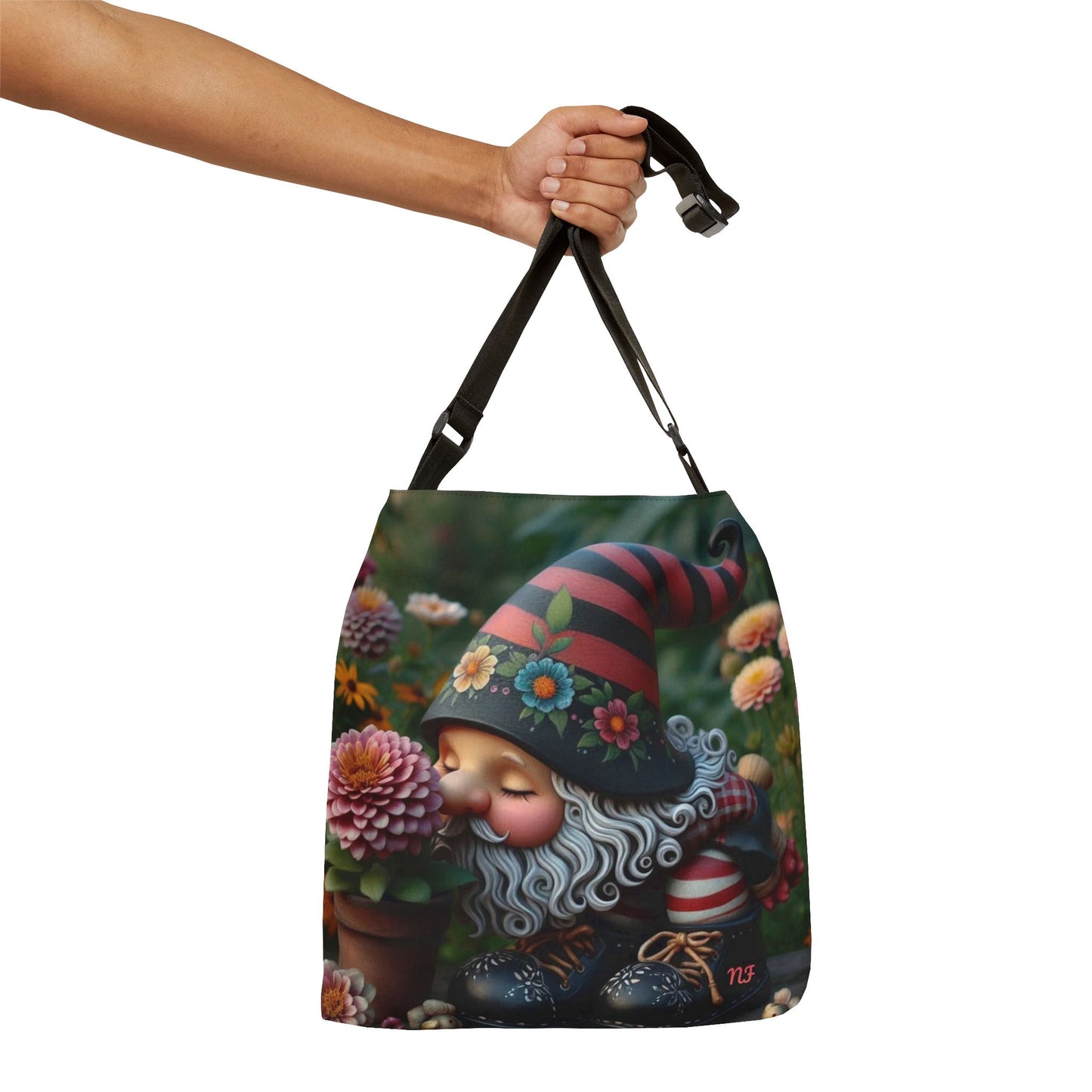Flower Gnome Adjustable Tote Bag (aiB & J Collections) RED