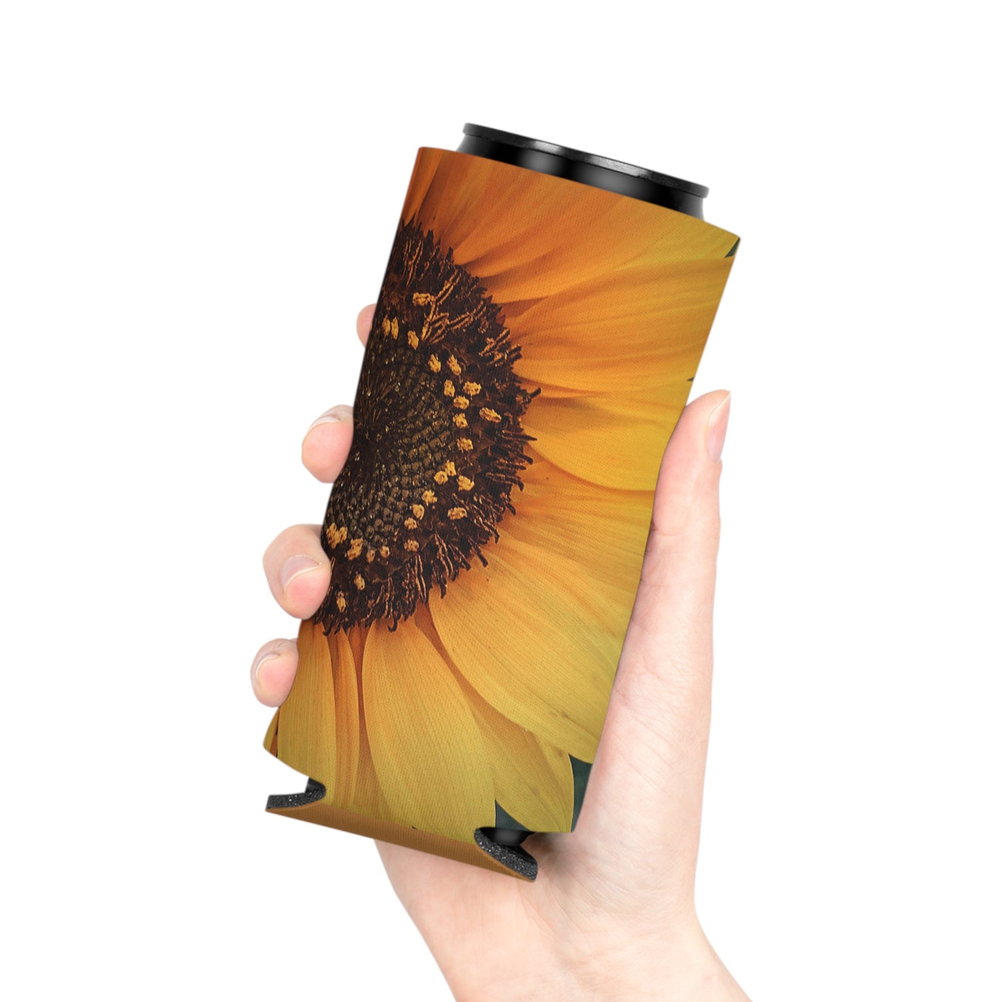 Sun Ray Sunflower Can Slim Cooler Sleeve (SP Photography Collection) BROWN