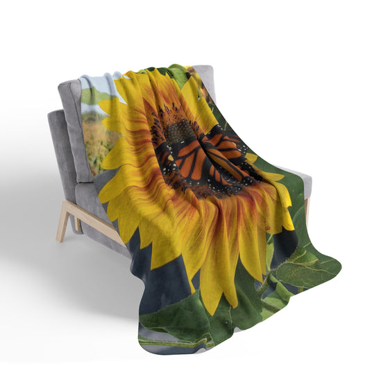 Happy Sunflower Fleece Sherpa Blanket (Enchanted Exposures By Tammy Lyne)