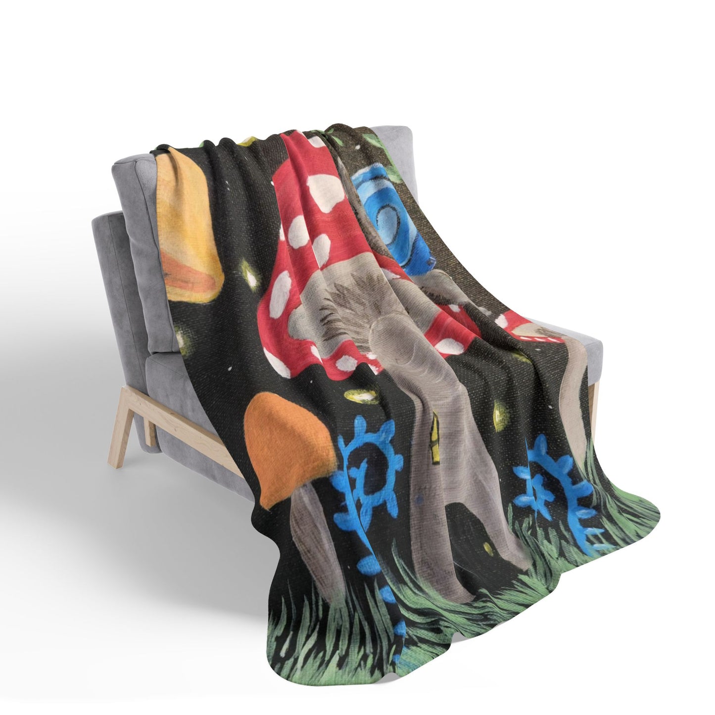 Magical Mushroom Fleece Sherpa Blanket (Brookson Collection)