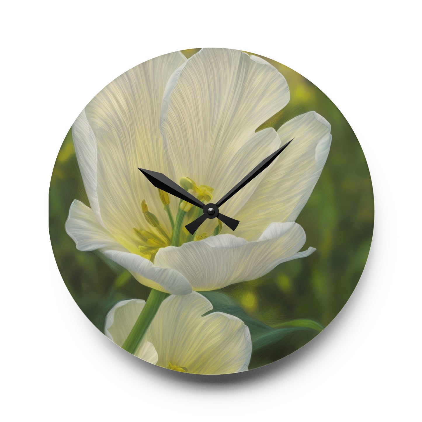 White Tulip Acrylic Wall Clock (SP Photography Collection)