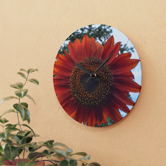 Heart Sunflower Acrylic Wall Clock (Enchanted Exposures By Tammy Lyne Collection)