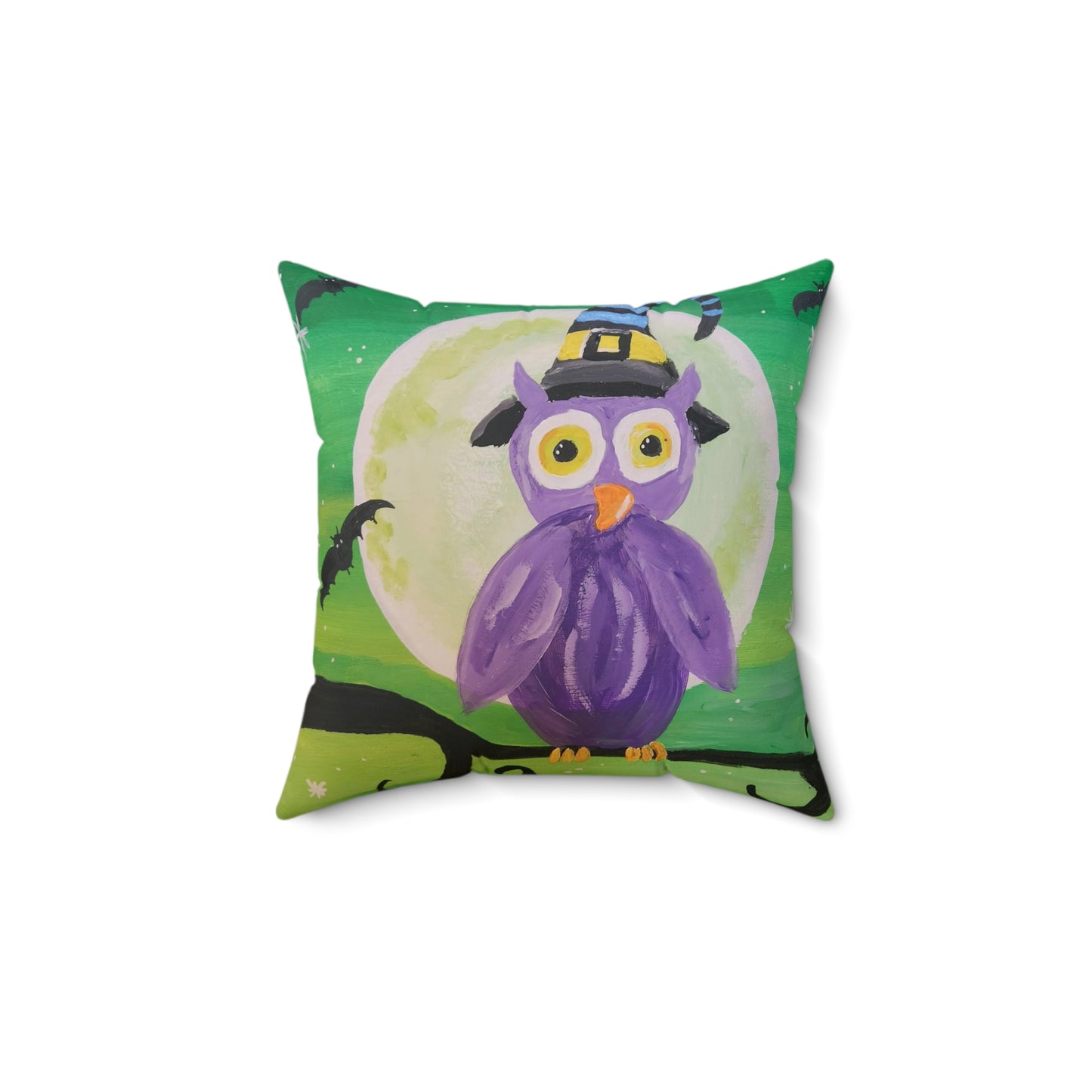 Night Owl Spun Polyester Square Pillow (Brookson Collection) PURPLE