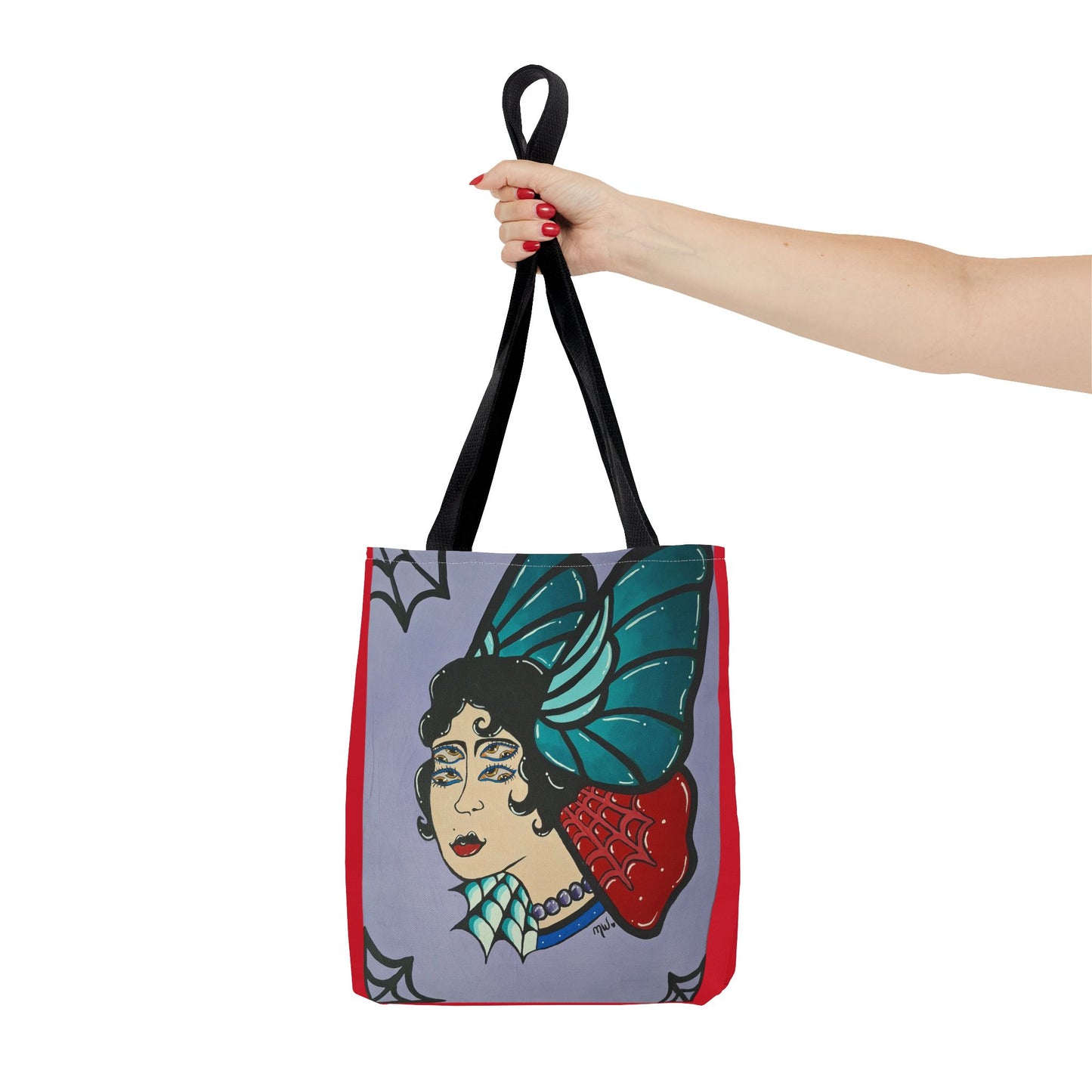 Lady Flutter Tote Bag (Peculiar Paintings Collection) RED