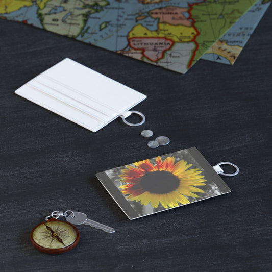 Mixed Sunflower Leather Card Holder (Enchanted Exposures By Tammy Lyne) BLACK