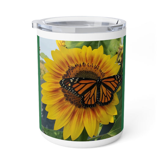 Happy Sunflower Insulated Coffee Mug, 10oz (Enchanted Exposures By Tammy Lyne Collection) GREEN