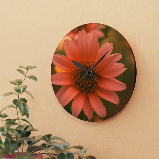 Peach Daisy Acrylic Wall Clock (SP Photography Collection)