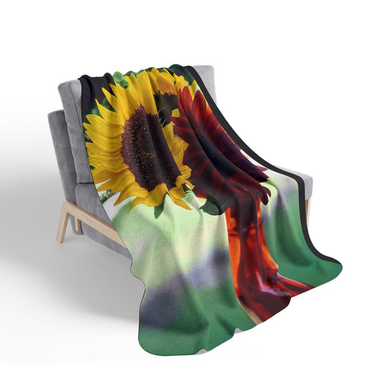 Bunched Sunflower Fleece Sherpa Blanket (Custom Creations By Catelyn)