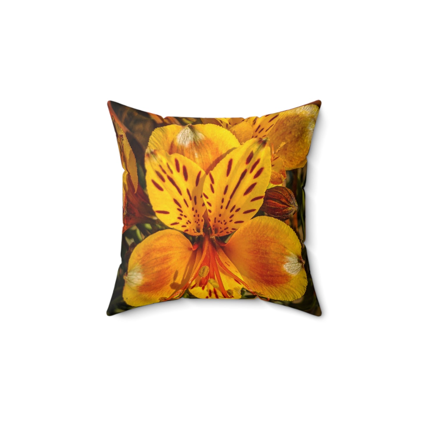 Yellow Lily Polyester Square Pillow (SP Photography Collection) BLACK