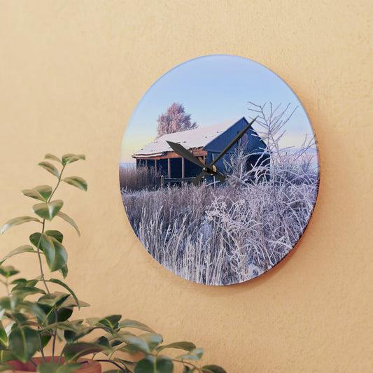 Wintery Barn Acrylic Wall Clock (SP Photography Collection)