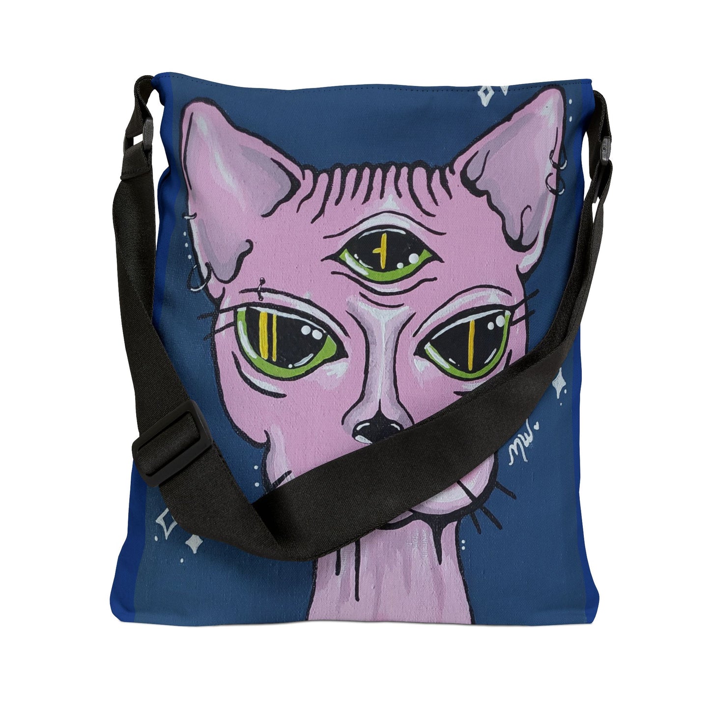 Madame Feline Adjustable Tote Bag (Peculiar Paintings Collection) NAVY