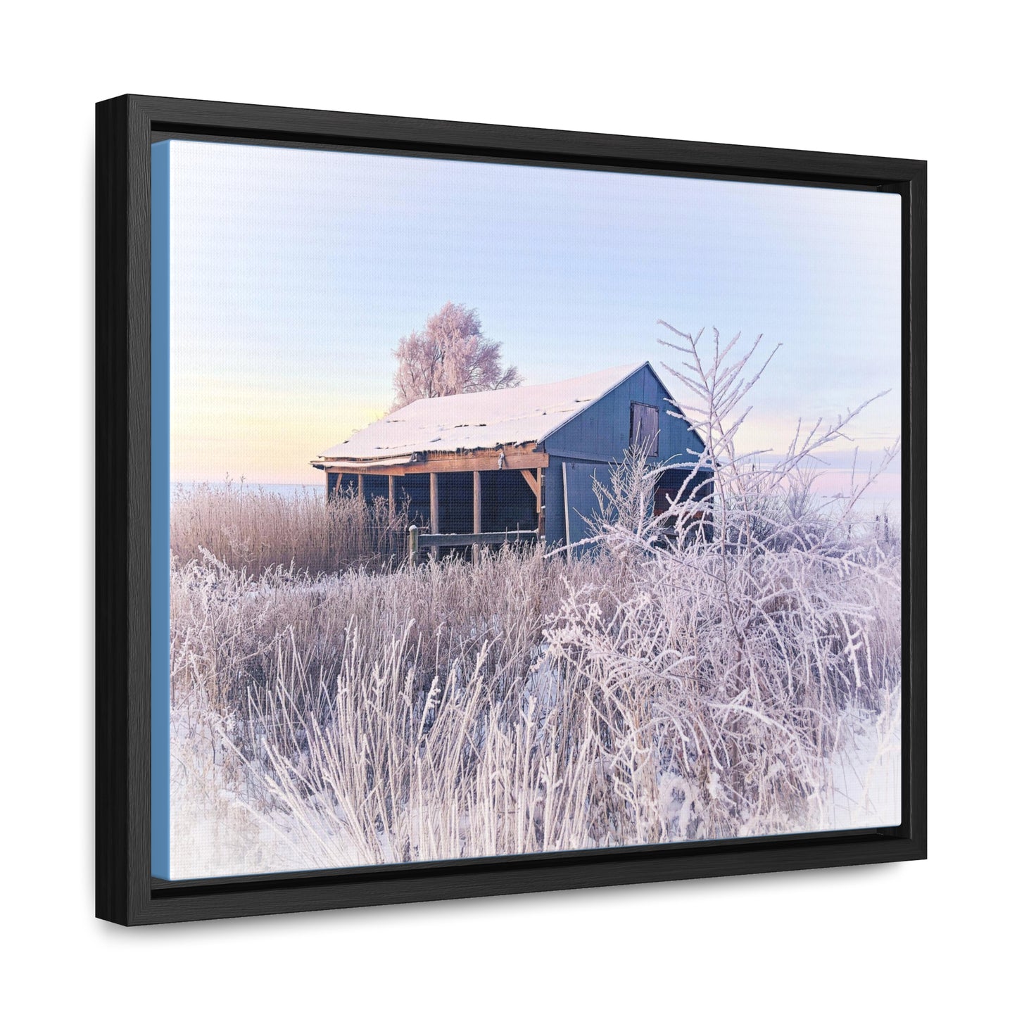 Wintery Barn Canvas, Horizontal Frame (SP Photography Collection)