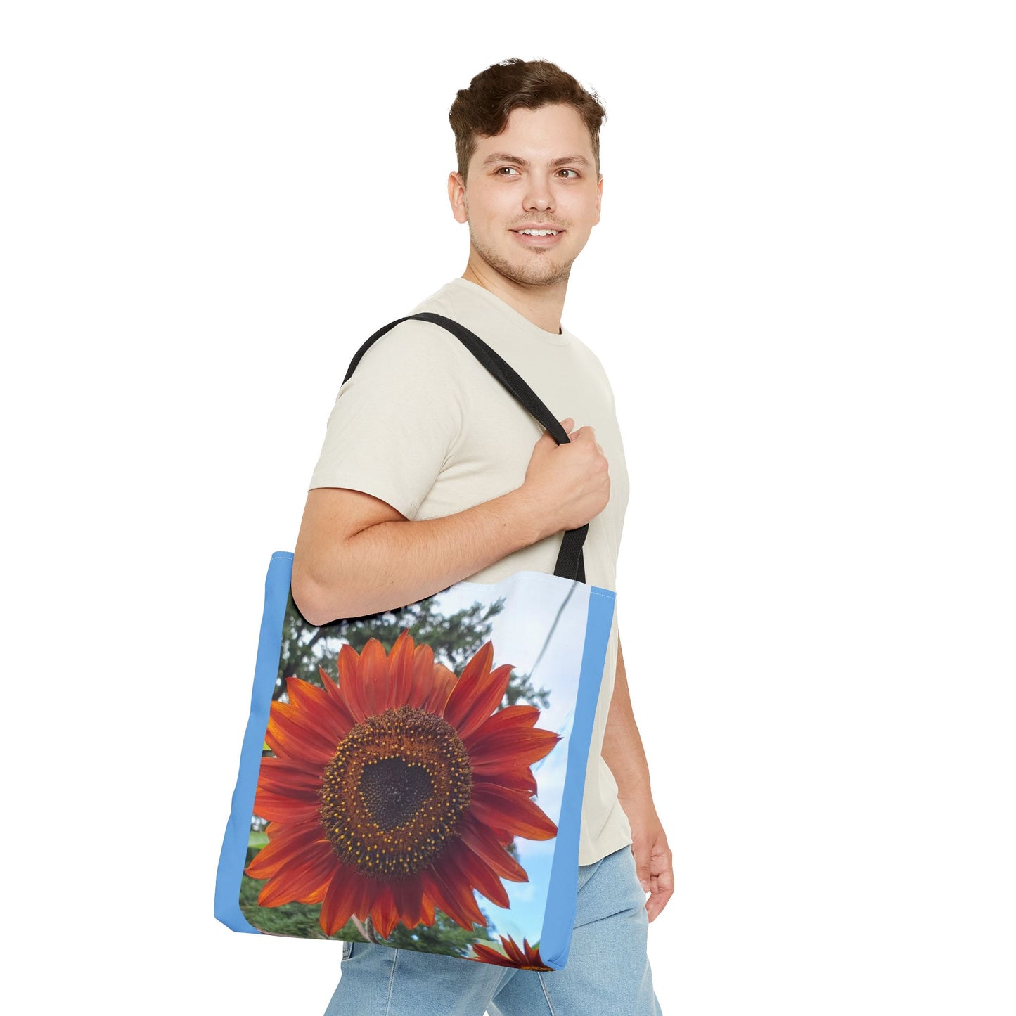 Heart Sunflower Tote Bag (Enchanted Exposures By Tammy Lyne) BLUE