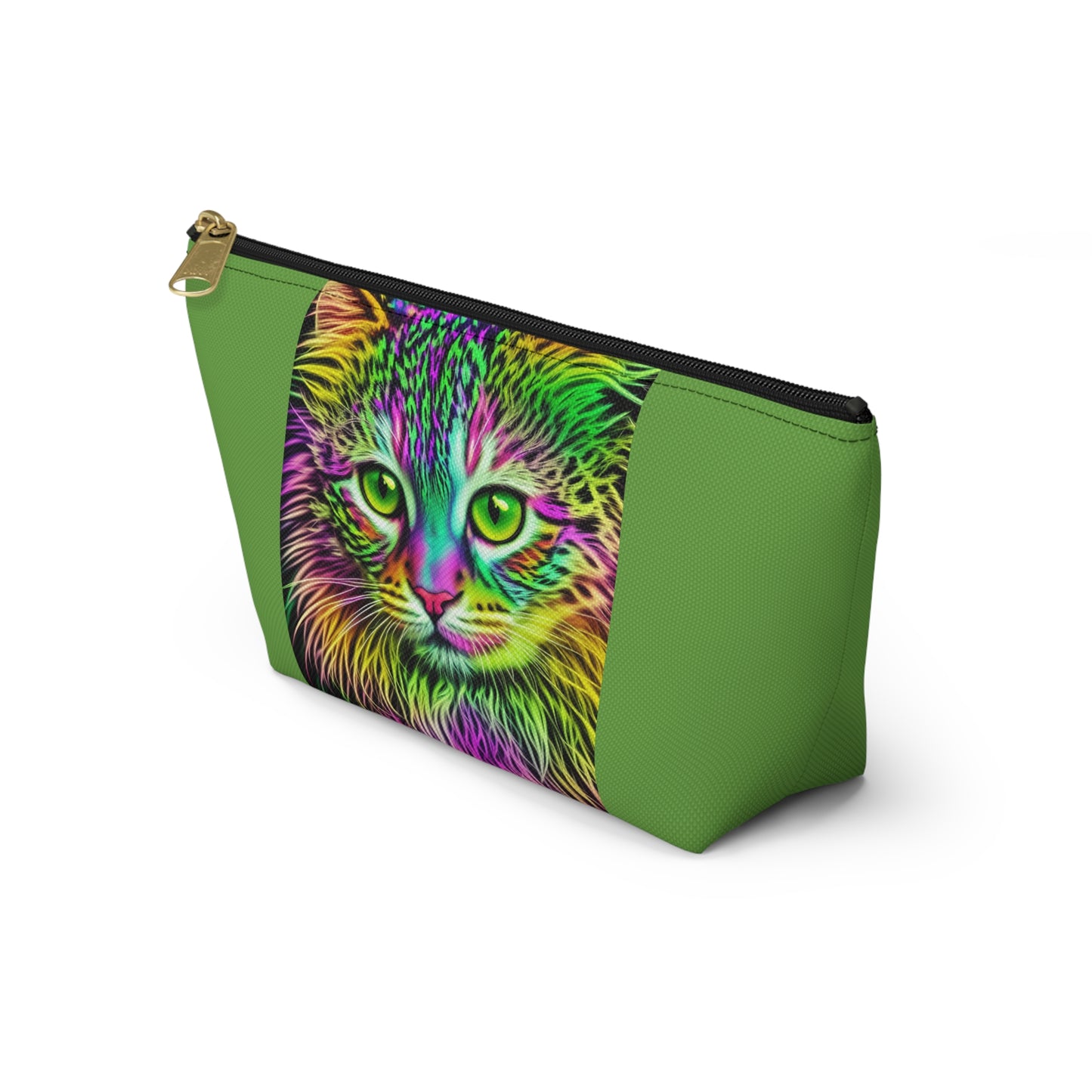 Colorful Kitty Accessory Pouch w T-bottom (SP Photography Collection) GREEN