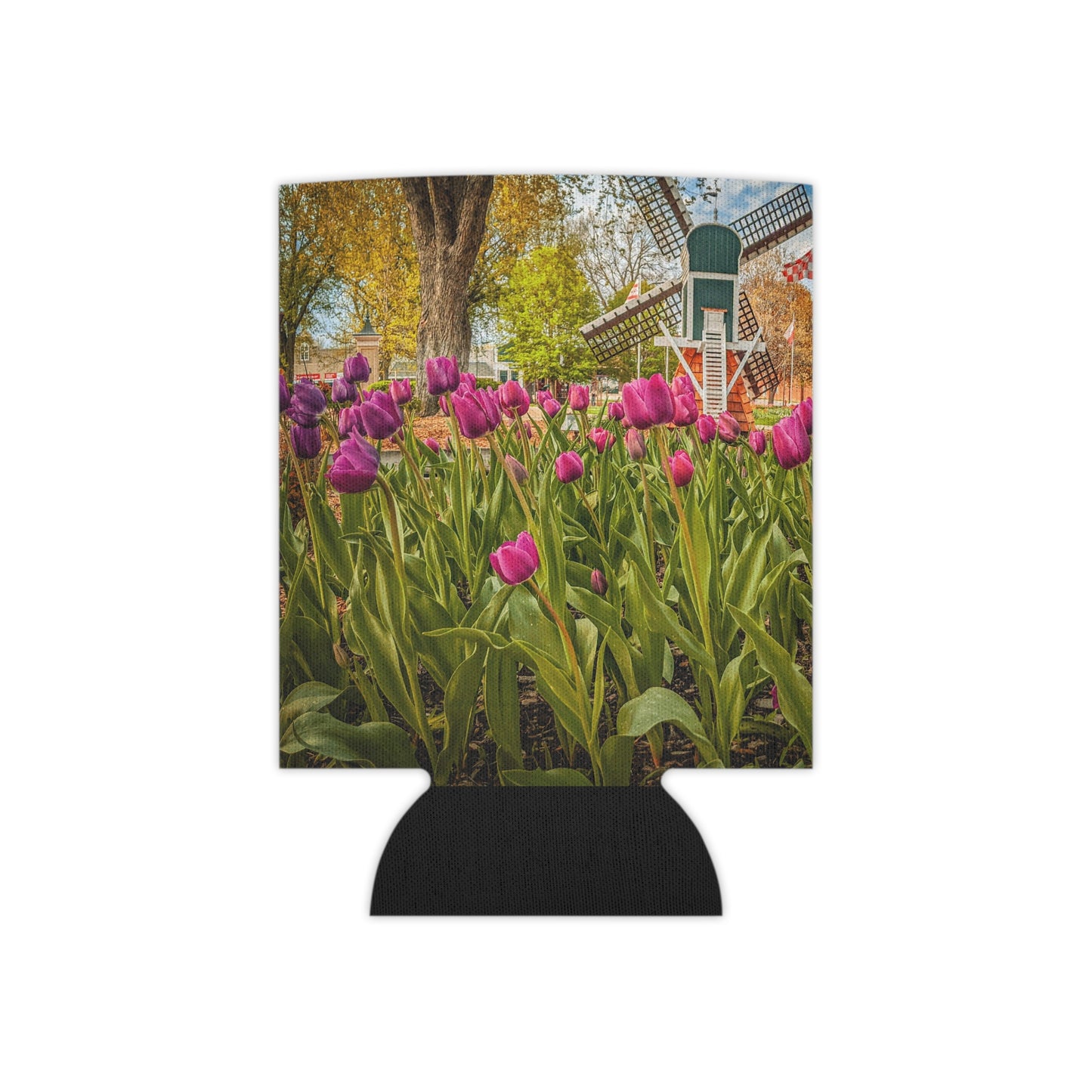 Windmill Tulips Regular Can Cooler (SP Photography Collection) BLACK