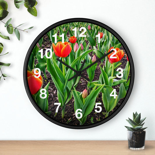 Red Tulips Wall Clock (SP Photography Collection)