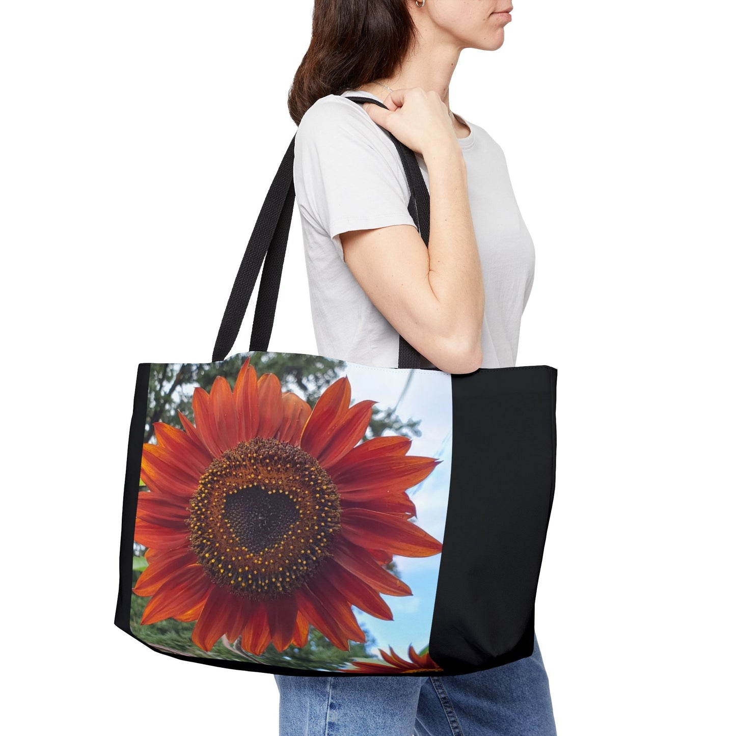 Heart Sunflower Weekender Tote Bag (Enchanted Exposures By Tammy Lyne Collection) BLACK