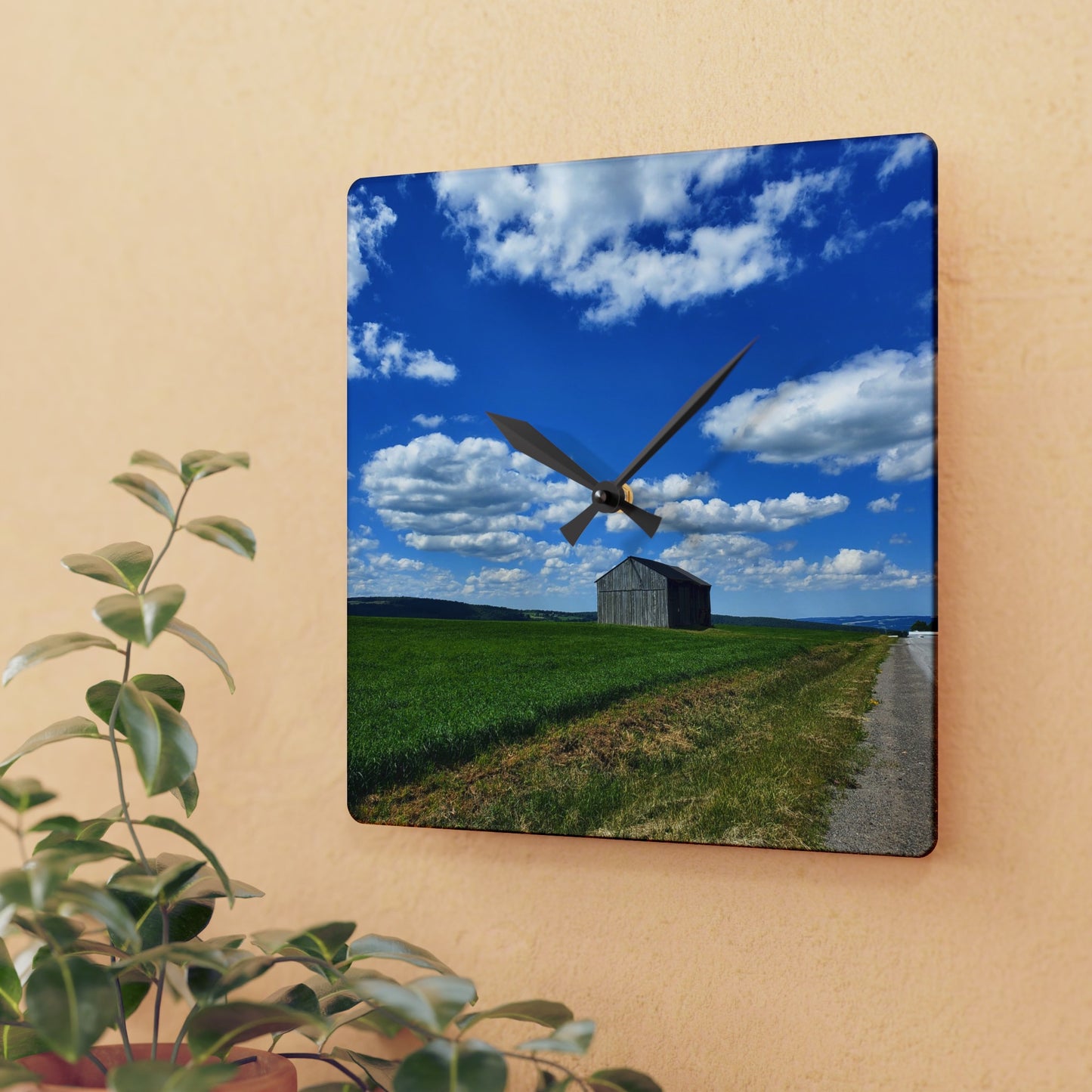 Lonely Barn Acrylic Wall Clock (Enchanted Exposures By Tammy Lyne)