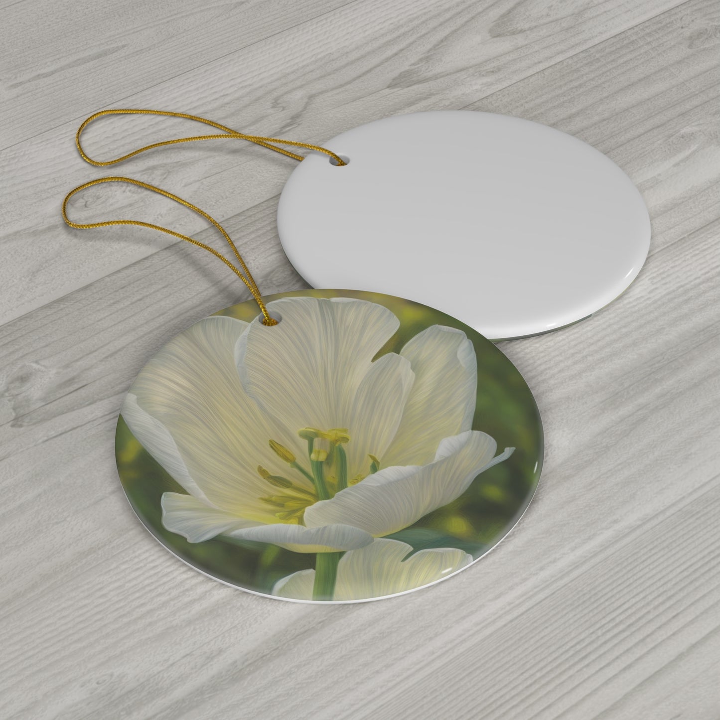 White Tulip Ceramic Ornament (SP Photography Collection)