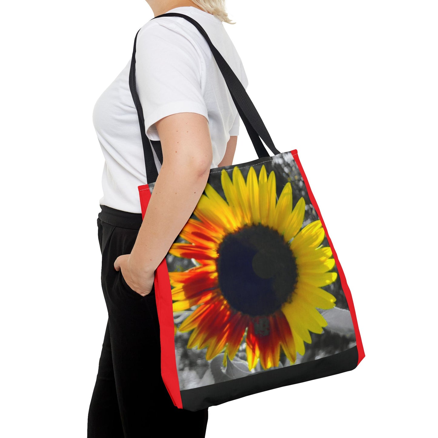 Mixed Sunflower Butterfly Tote Bag (Enchanted Exposures By Tammy Lyne) RED