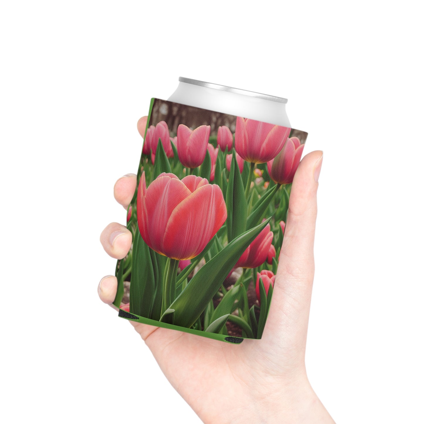 Pink Tulip Can Regular Cooler Sleeve (SP Photography Collection) GREEN