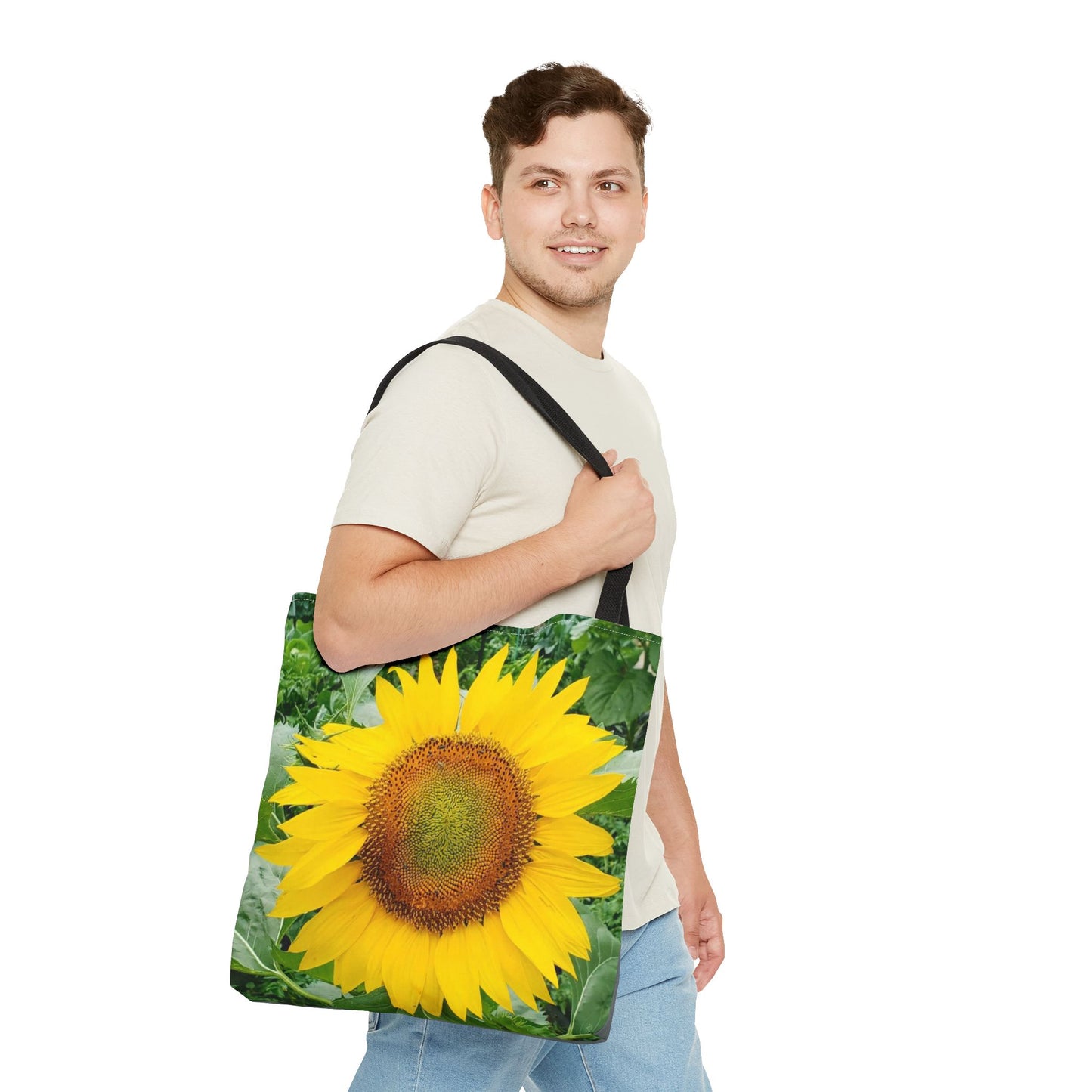 Bright Yellow Sunflower Butterfly Tote Bag (Enchanted Exposures By Tammy Lyne) GRAY