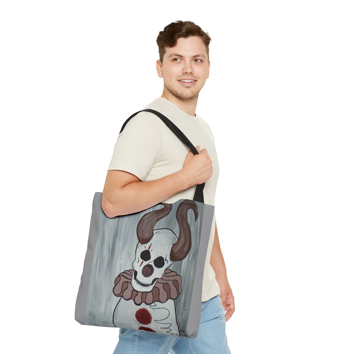 Toby The Clown Tote Bag (Peculiar Paintings Collection) LIGHT GRAY
