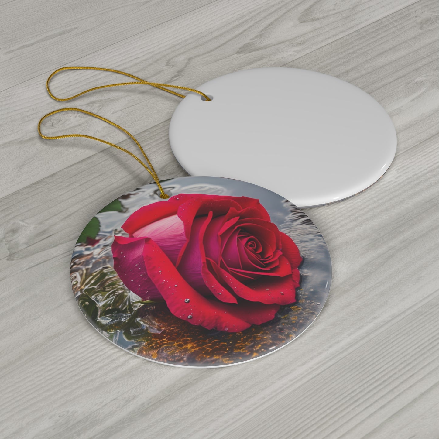 Red Rose Ceramic Ornament (SP Photography Collection)