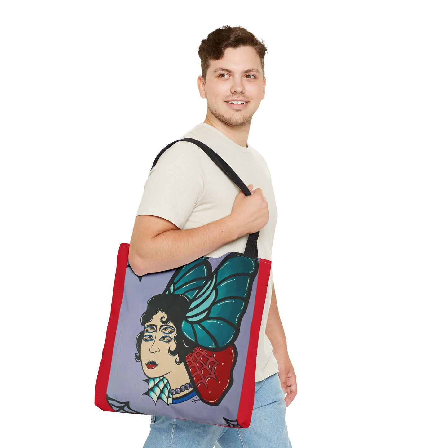 Lady Flutter Tote Bag (Peculiar Paintings Collection) RED