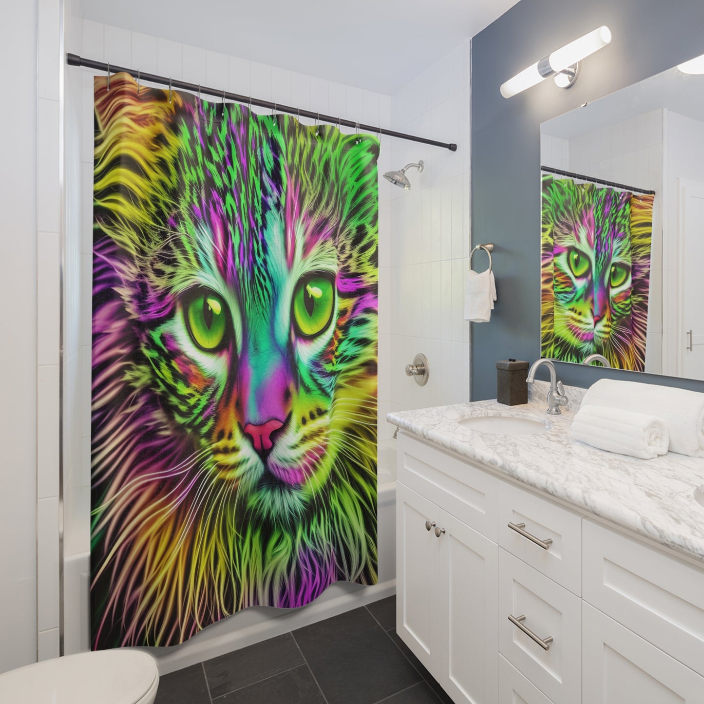 Colorful Kitty Polyester Shower Curtain (SP Photography Collection)