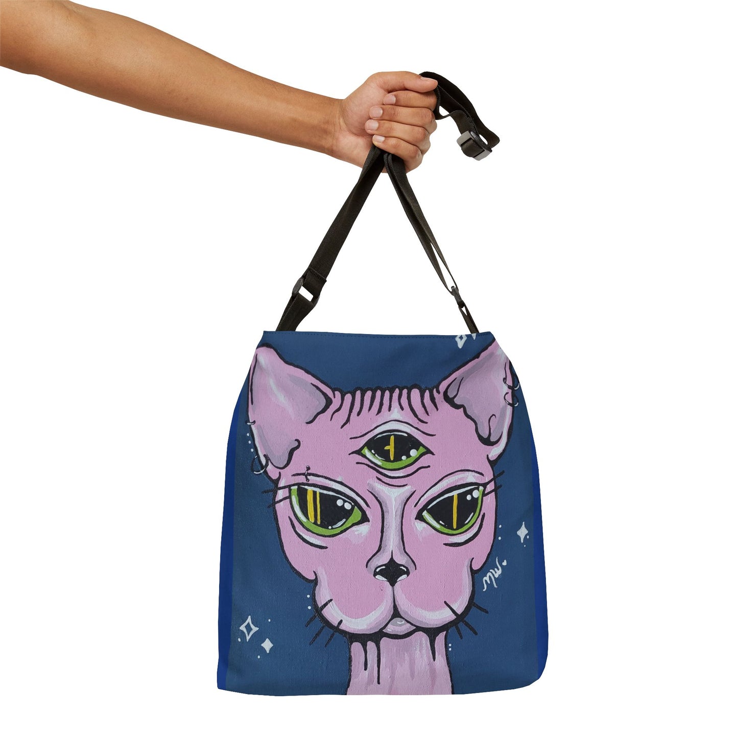 Madame Feline Adjustable Tote Bag (Peculiar Paintings Collection) NAVY