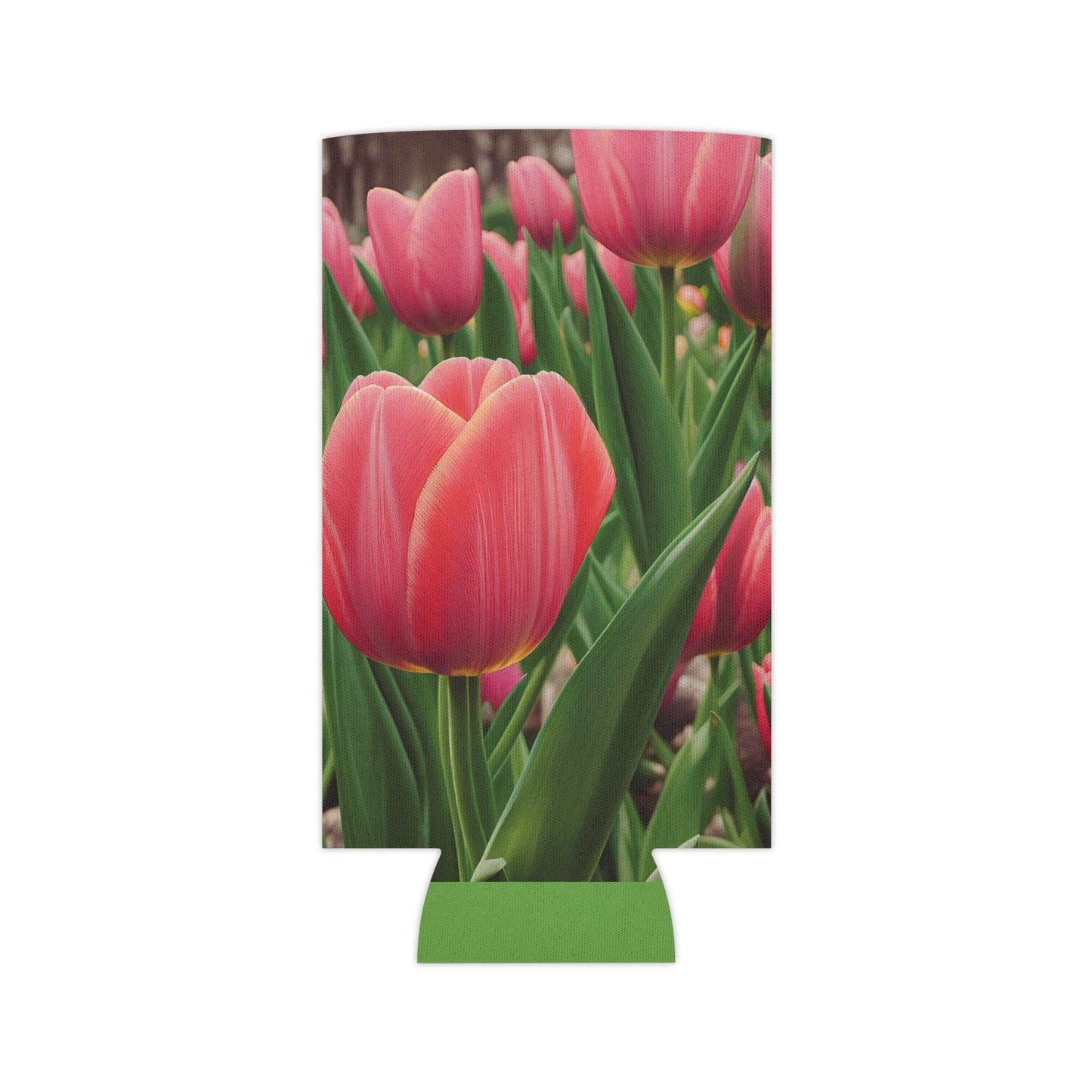 Pink Tulip Can Slim Cooler Sleeve (SP Photography Collection) GREEN