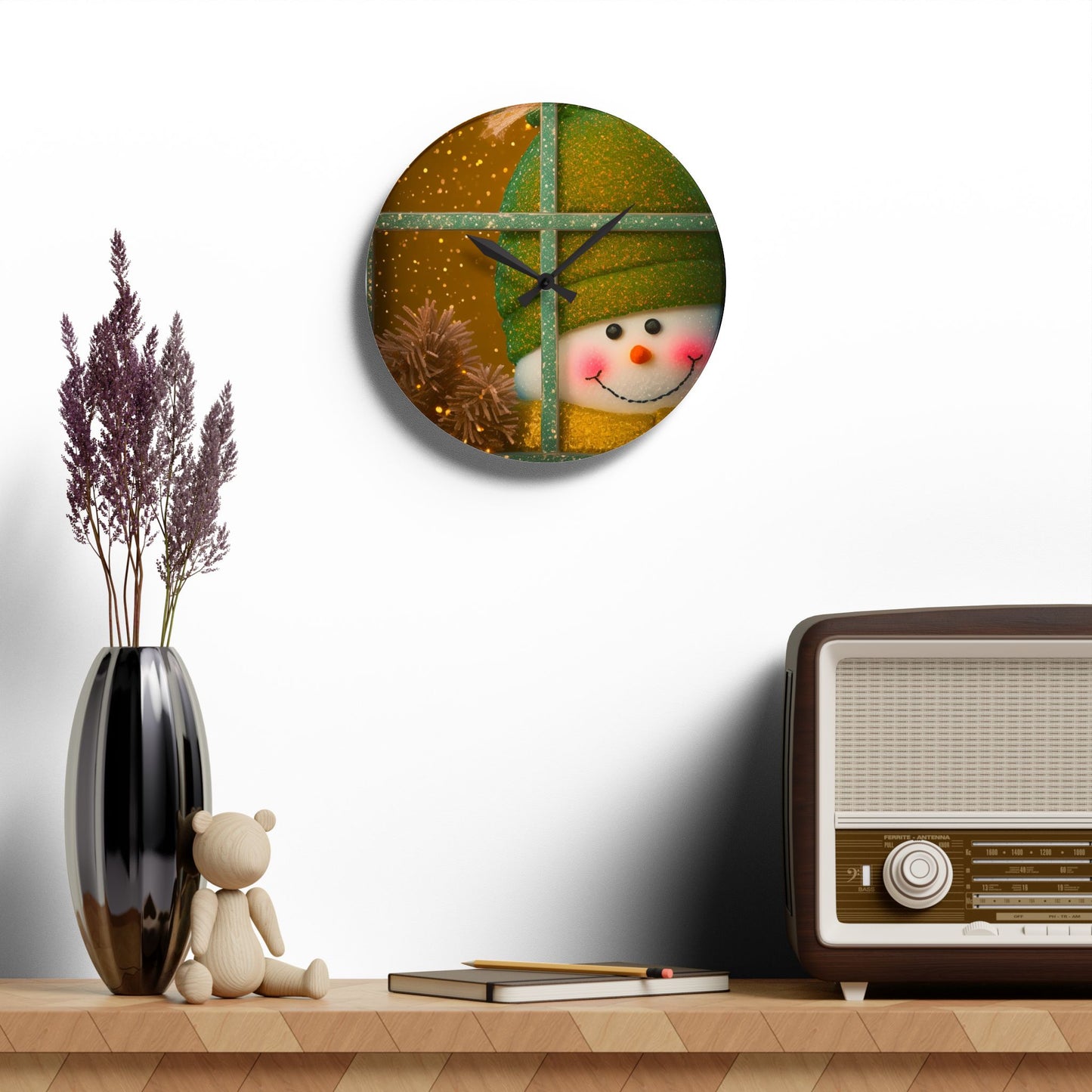 Peek A Boo Snowman Wall Clock (SP Photography Collection)