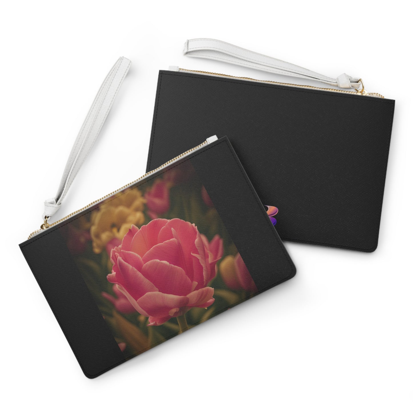 Pink Buttercup Large Clutch Bag (SP Photography Collection) BLACK