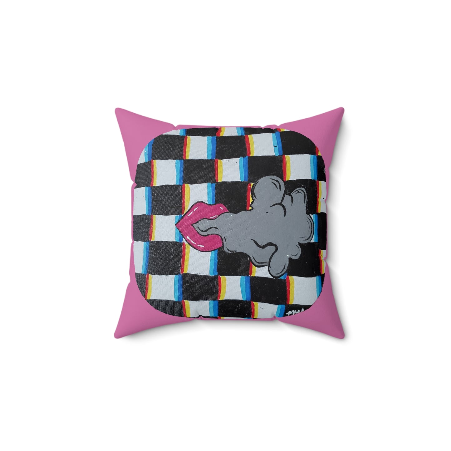 Smoke And Mirrors Spun Polyester Square Pillow (Peculiar Paintings Collection) PINK