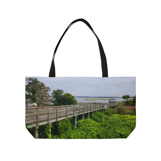 North Carolina Pier Weekender Tote Bag (B & J Collections) WHITE