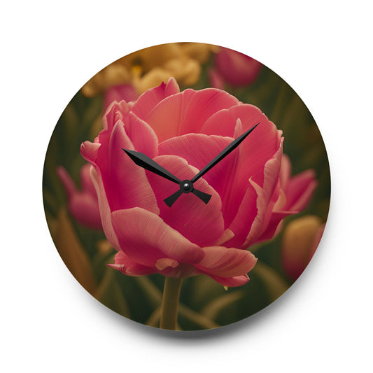 Pink Buttercup Acrylic Wall Clock (SP Photography Collection)