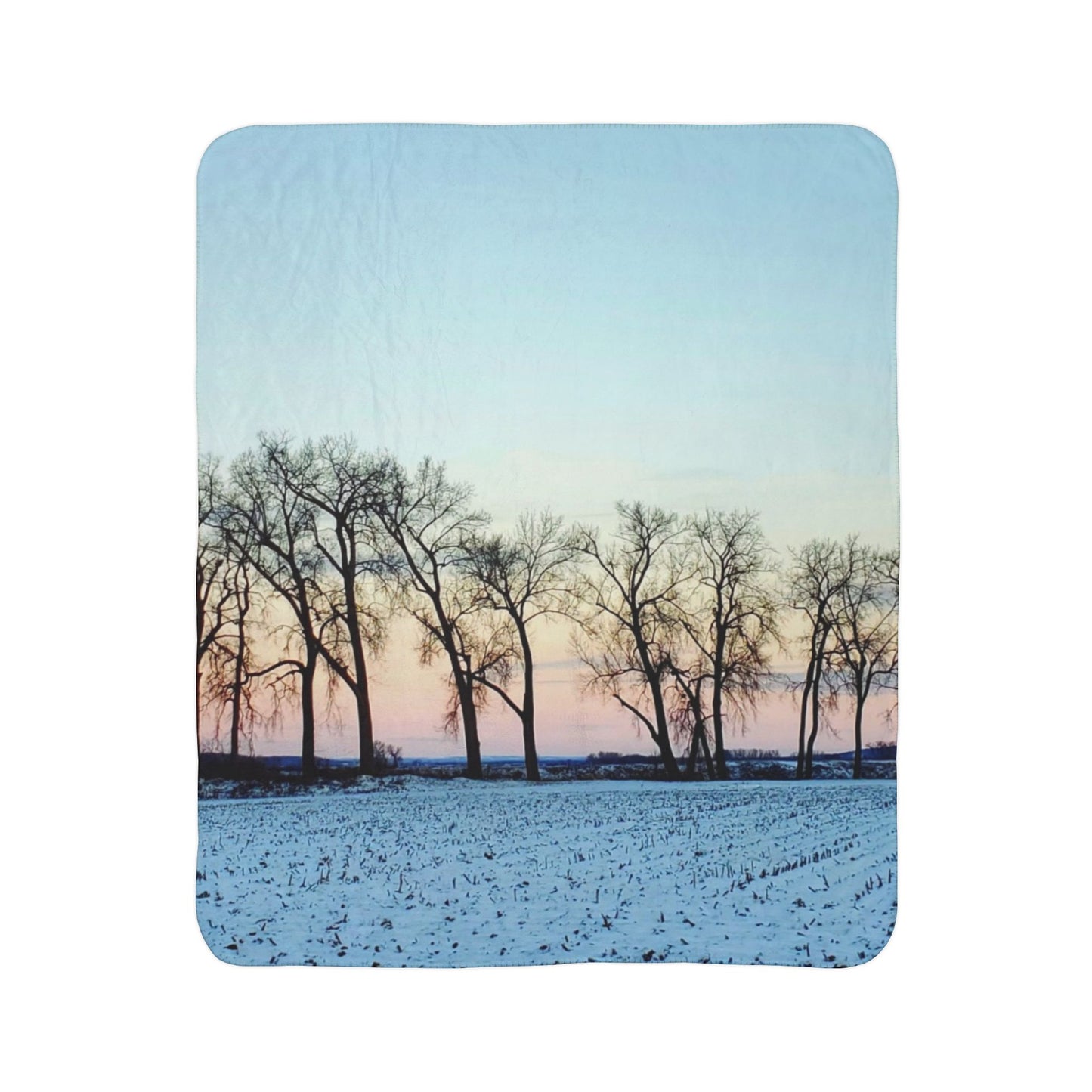 Snowy Tree Line Fleece Sherpa Blanket (Enchanted Exposures By Tammy Lyne)