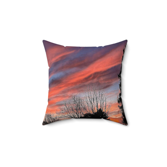 Pink Skies Spun Polyester Square Pillow (B & J Collections)