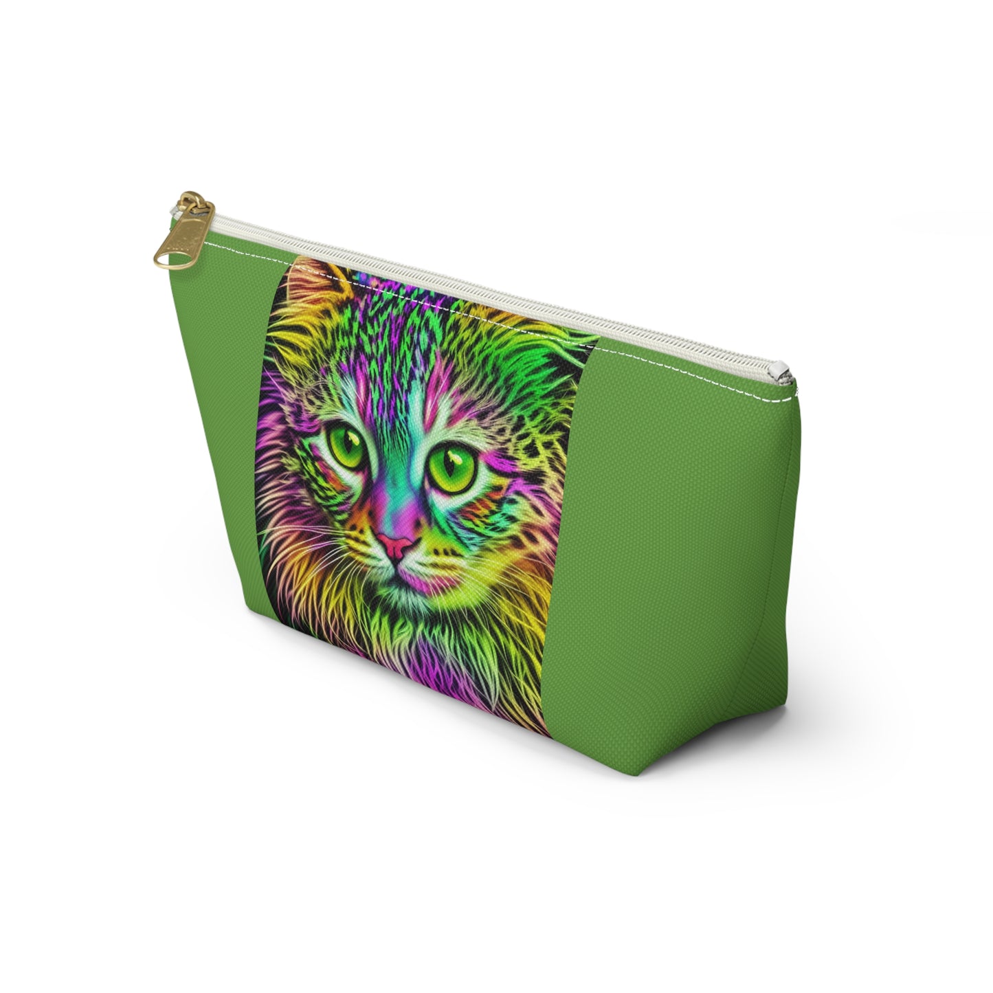 Colorful Kitty Accessory Pouch w T-bottom (SP Photography Collection) GREEN