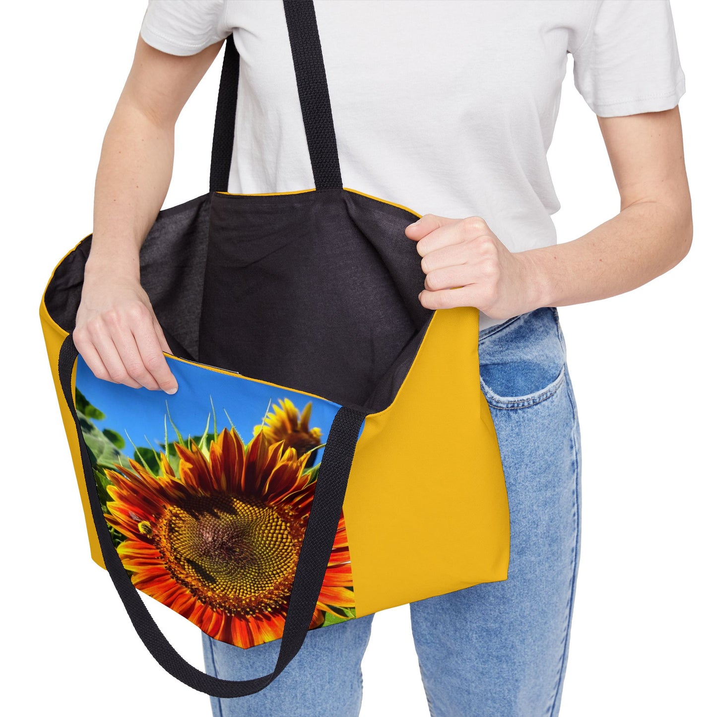 Bumble Bee Sunflower Weekender Tote Bag (Enchanted Exposures By Tammy Lyne Collection) YELLOW