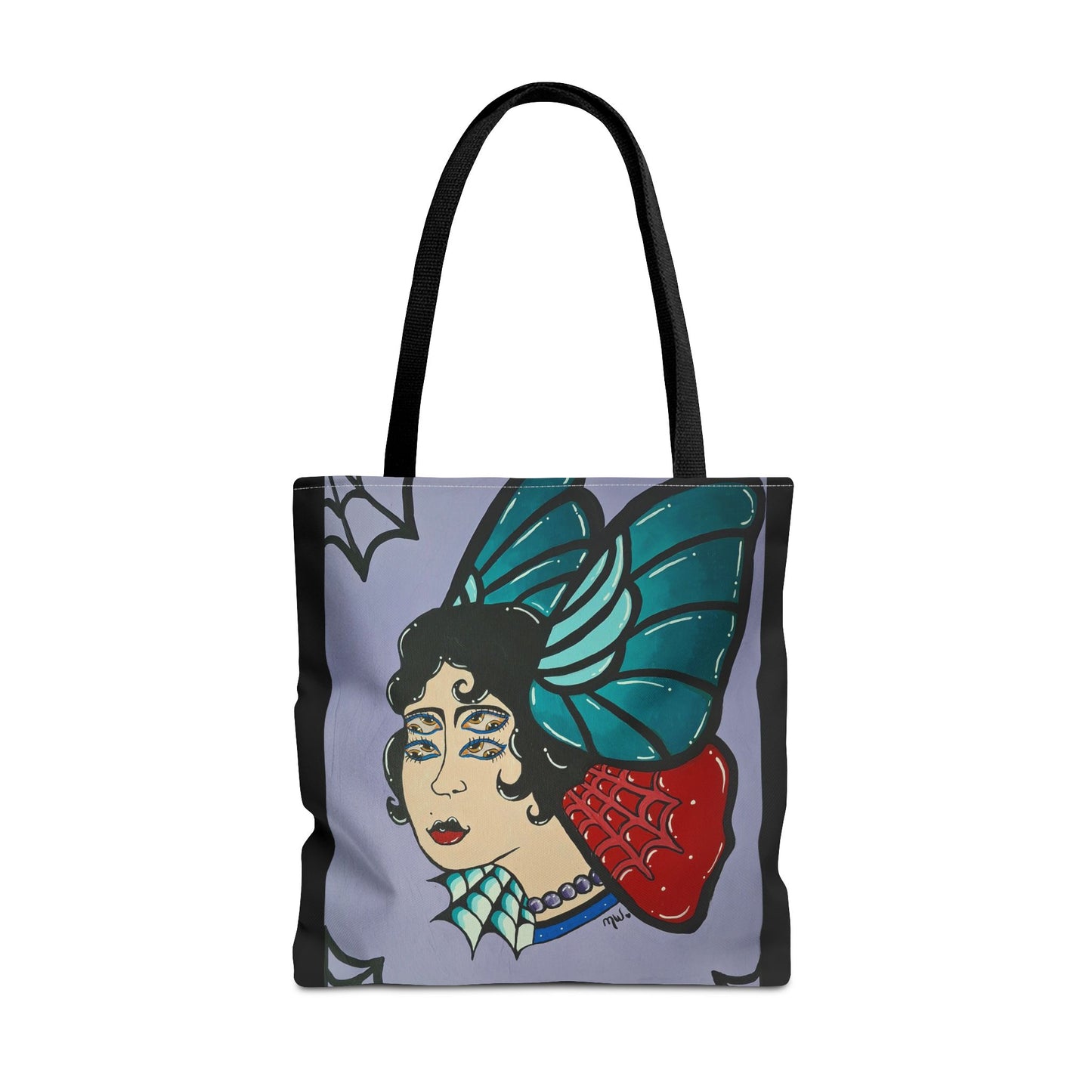 Lady Flutter Tote Bag (Peculiar Paintings Collection) BLACK