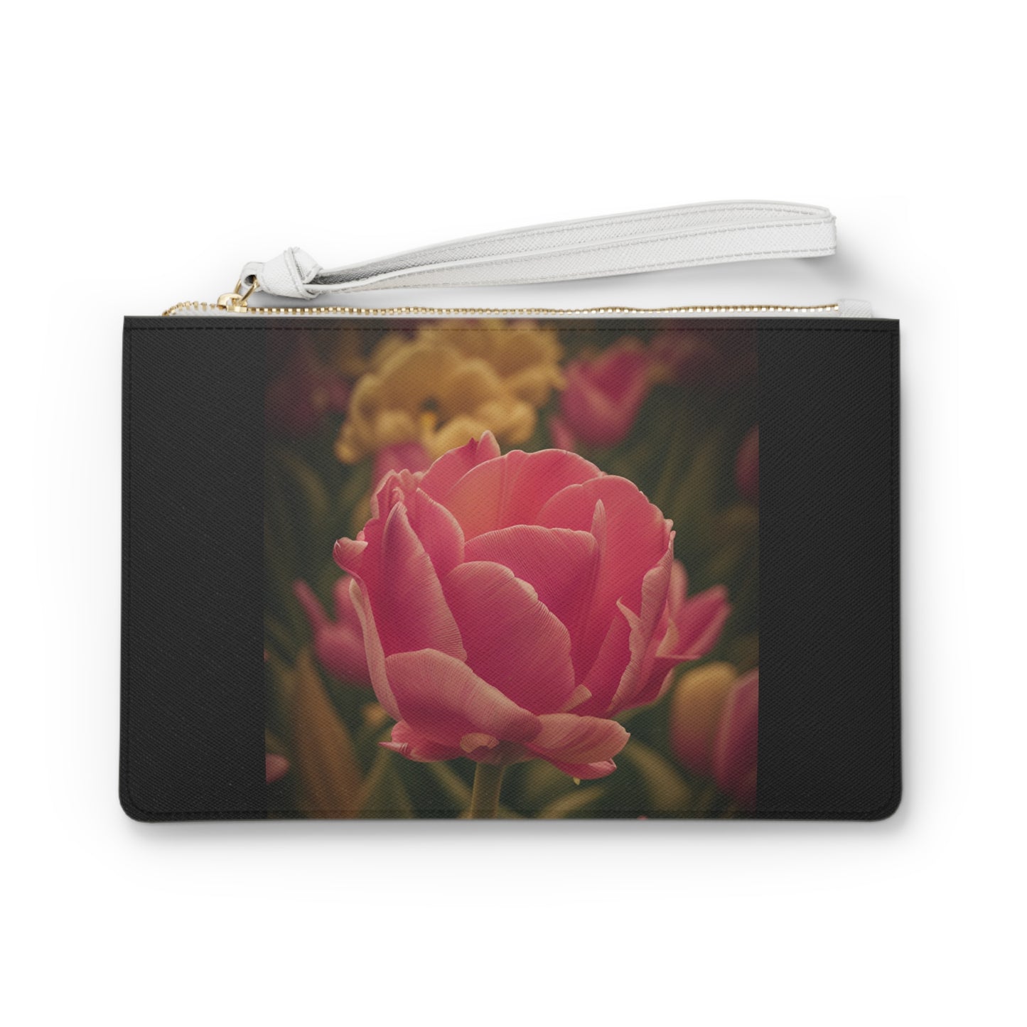 Pink Buttercup Large Clutch Bag (SP Photography Collection) BLACK