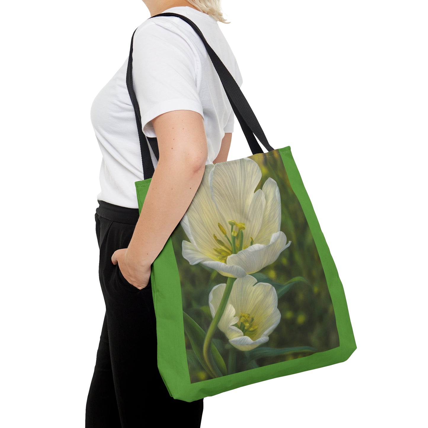White Tulip Tote Bag (SP Photography Collection) GREEN